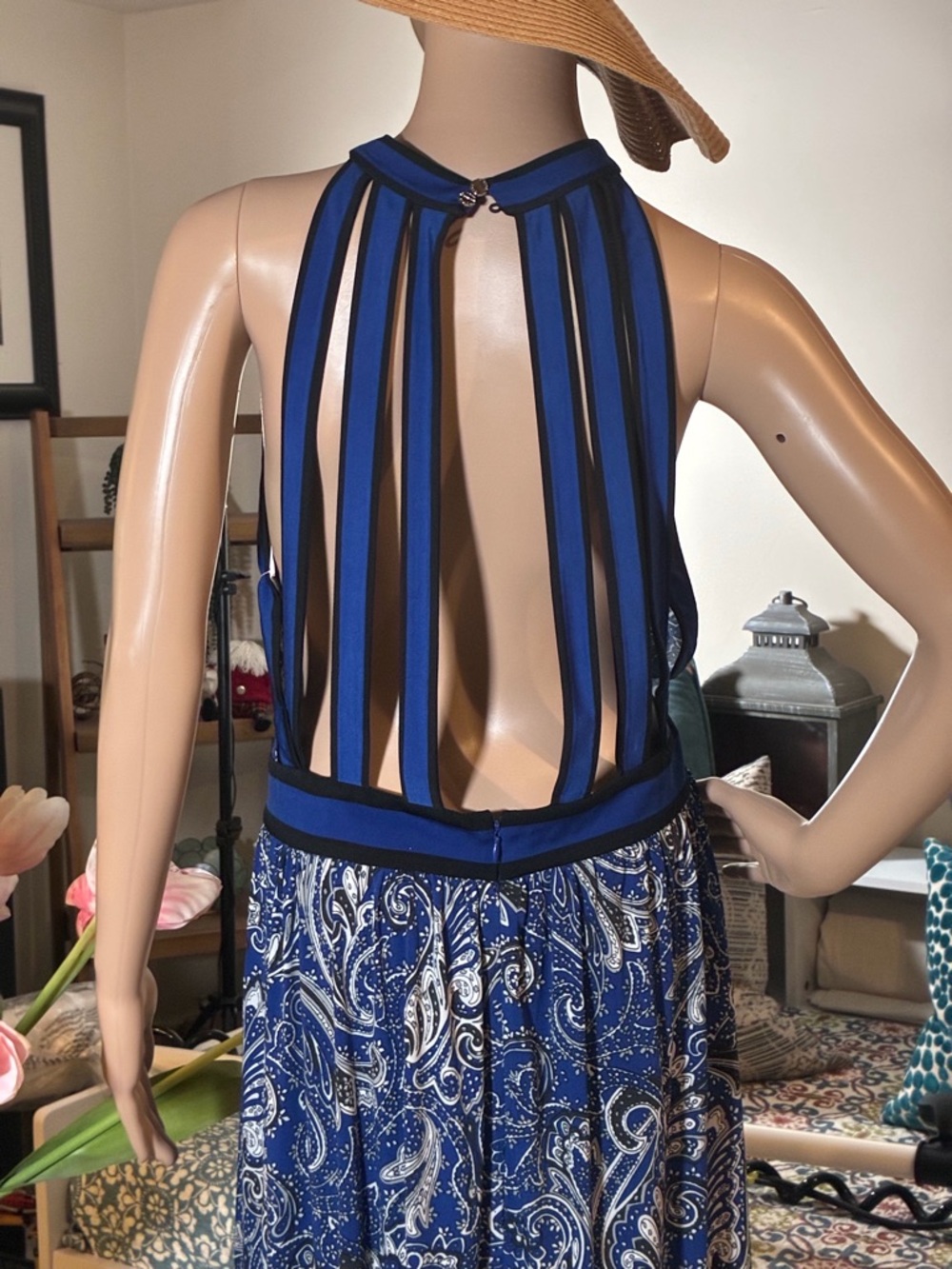 Michael Kors Blue Paisley Halter Maxi Dress - Picture 4 of 10